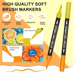 132 Colors Acrylic Paint Markers Pens Set 66 Pack Brush Acrylic Paint Markers