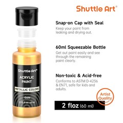 Shuttle Art Metallic Acrylic Paint Set, 20 Colors Metallic Paint in Bottles (60m