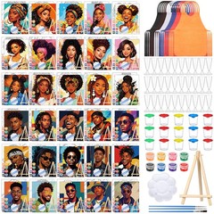 285 Pcs 30 Sets Sip and Paint Kit for Adults, Pre Drawn Canvas Kit for Painti…