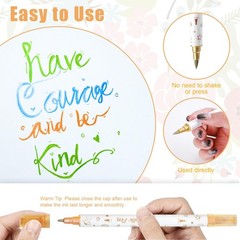 10 Colors Glitter Nail Art Pens Dual Tip Metallic Marker Brush Rock Painting