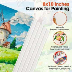 148 Pack Canvas and Easel Set for Party 8 x 10 In Canvas Boards for Painting …