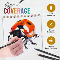 Coloring Pencils for Adults – 24 Wax Soft Core Colored Pencils