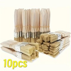 10PCS Pig Bristle Paint Brushes Wood Handle Art Craft Glue Plaster Painting