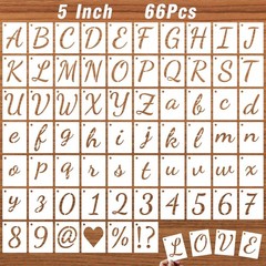 5 Inch Letter Stencils Kits, 66 Pcs Calligraphy Alphabet and Number Stencil f…