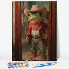 Cowboy Frog Animal Framed Canvas DIY Paint by Numbers Kit Bar Cafe Cave Home …
