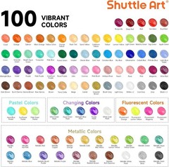 100 Colors Acrylic Paint, 2oz/60ml Bottles, Include 2 Sets of 12 Paint Brushe…