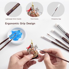 Miniature Paint Brushes Set – 7 pcs Kolinsky Sable Drybrushes for Oil & Acrylics