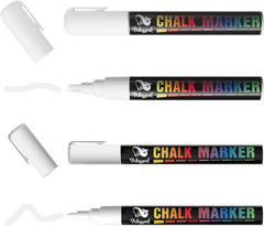White Liquid Chalk Pens, 3Mm and 6Mm Reversible Bullet & Chisel Point Chalk Mark