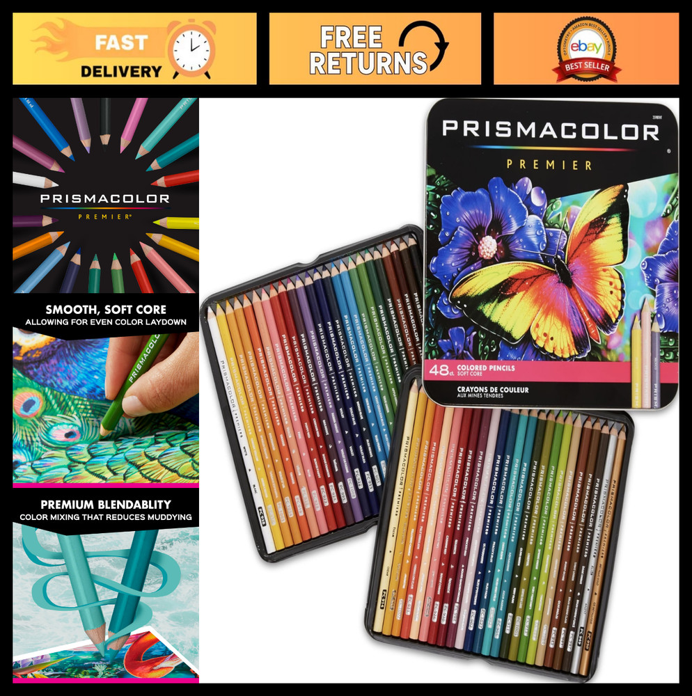 48 Count Soft Core Colored Pencils – Vibrant, Durable, Ultra-Smooth for Drawing,