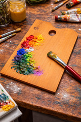 Wooden Paint Palette Artist Natural Varnished Walnut Poplar Oil Acrylic Mixing