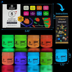 Glow in the Dark Paint 5.6 Fl Oz (Pack of 1), Glow&Neon-8 colors