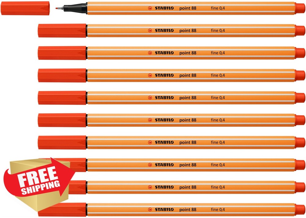 STABILO Point 88 Fineliner Pen 10 Pack Red