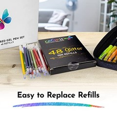ColorIt Glitter Gel Pens for Adult Coloring Books 96 Pack – 48 Artist Glitter