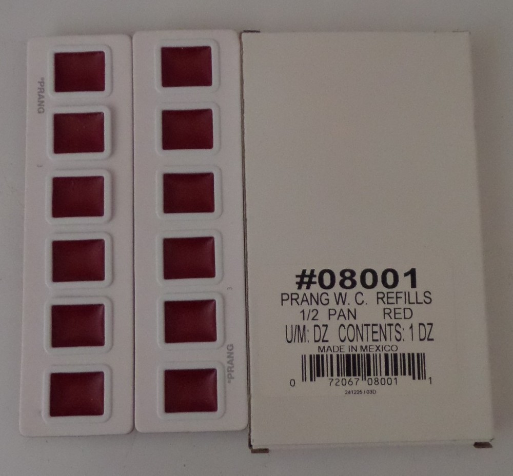 Prang Semi-Moist Watercolor Refill Half Pans Red 12 Count (Pack of 1),