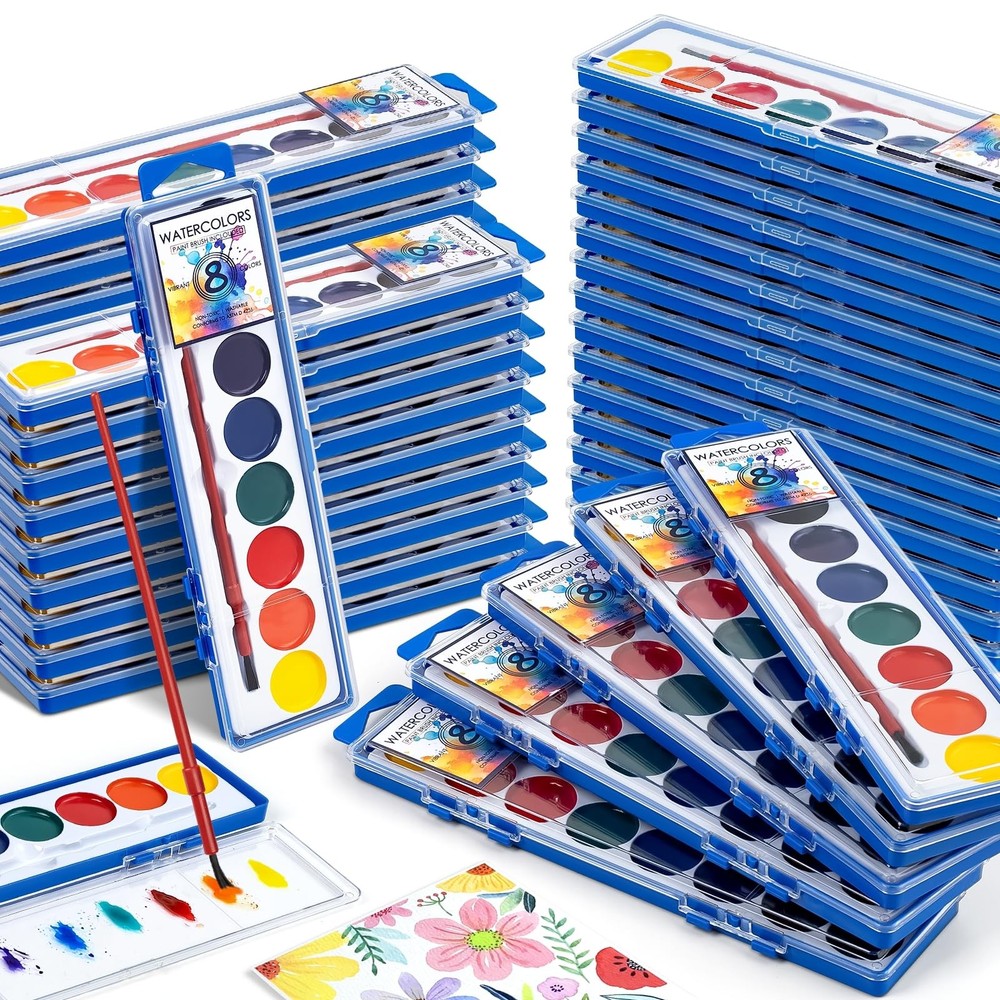 72 Pack Watercolor Paint Set Bulk,8 Colors Washable WaterColor Paint for , Wa…