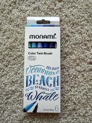 MONAMI Ocean Blue Color Twin Brush Artist Pen 6 pack