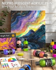 20 Colors Iridescent Acrylic Paint Set – 250ml Metallic Non-Toxic Art Supplies f