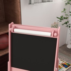 Art Easel for Kids with Paper Roll, Blackboard, Whiteboard, Pink