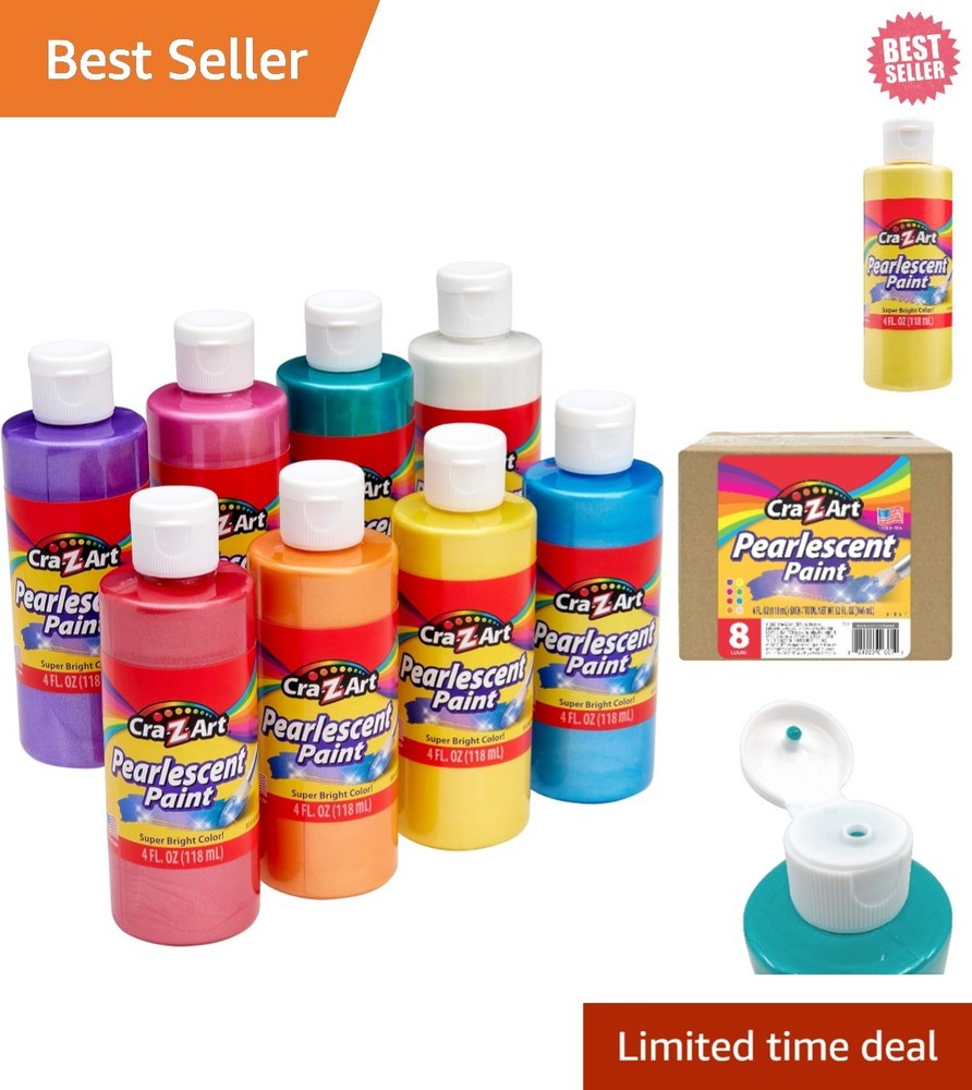 Kids’ Art Set: 8 Washable Pearlescent Tempera Paints in Assorted Colors