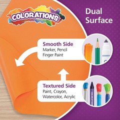 Colorations Arts and Crafts Paper Roll – Orange, Dual Surface, Finger Paints,