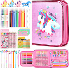 Beefunni Unicorn Fruit Scented Markers Set 56 Pcs, Art Supplies for Kids 4-6-8,