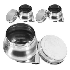 3Pcs Stainless Steel Oil Palette Cups with Clip Brush Cleaning Pot Silver