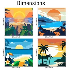 4 Pack Paint by Numbers for Adults and Kids Beginner，Landscape-Beach DIY Acry…