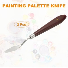 2pcs Painting Palette Knife 1.77 x 0.55 Inch Stainless Steel with Plastic Handle