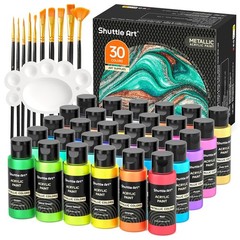 Shuttle Art 30 Colors Metallic Acrylic Paint Set, 60ml Bottles