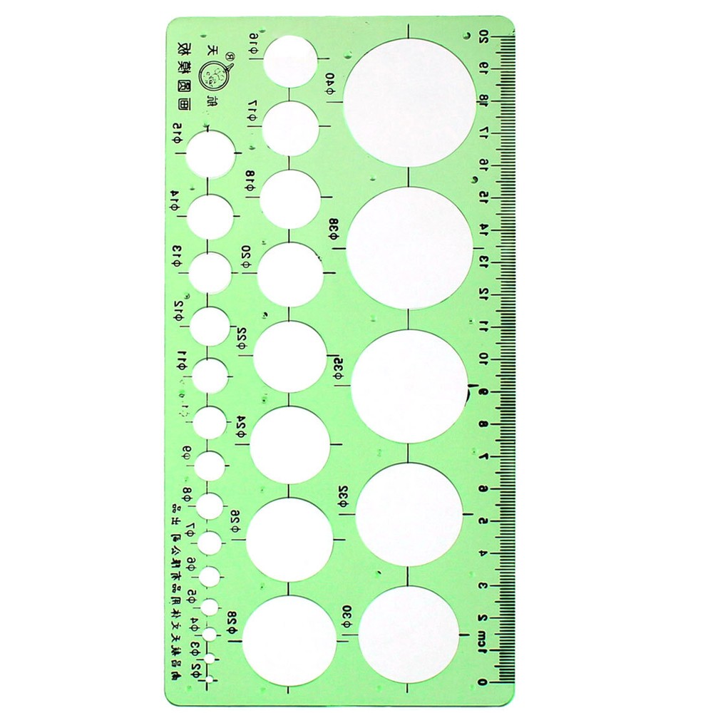 2mm-40mm Diameter Range Circles Measuring Drawing Stencil Template Ruler