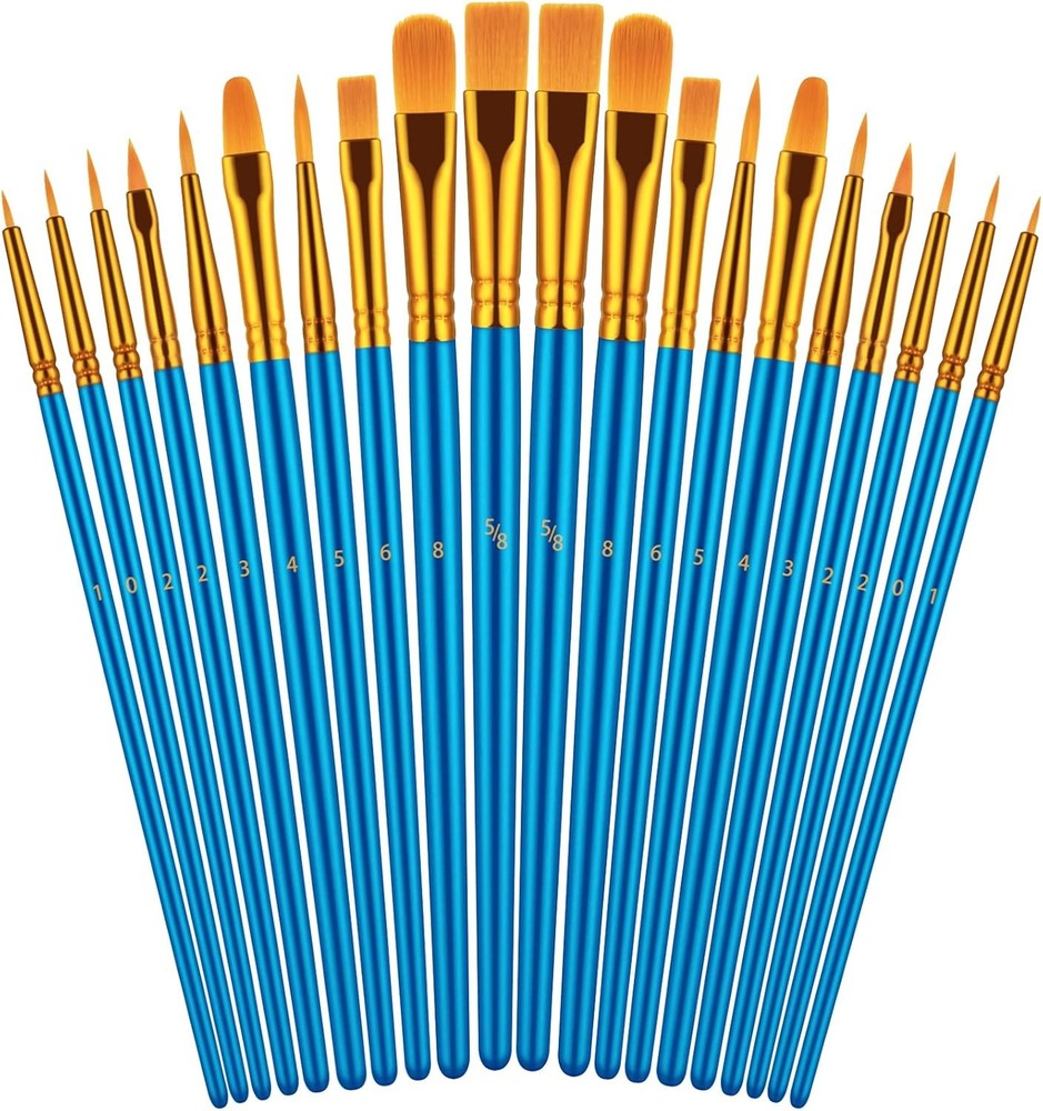 Paint Brushes Set for Acrylic Painting, 20 Pcs Oil 7.7 inches, Blue
