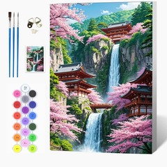 Waterfall Framed Paint by Number for Adults,DIY Landscape Painting by Number Kit