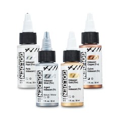 High Flow Acrylic Paint Set – 4 Iridescent Metallic Colors Copper Gold Silver…