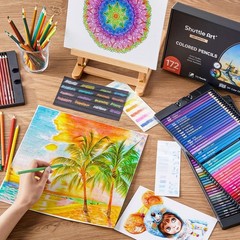 172 Colored Pencils, Shuttle Art Soft Core Color Pencil Set for Adult Coloring B
