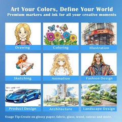 80 Colors Alcohol Markers Dual Tip Set, Chisel & Fine, 2.8g High Ink Capacity…