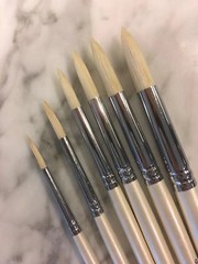 XDT#767-2 Round Tip Art Brush 6Pc #1#3#5#7#9#11 Hog Acrylic Oil Watercolor