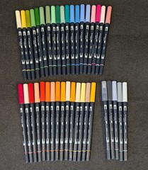 Tombow ABT Dual-Brush Tip Pens Lot of 41 Art Markers Acid Free TESTED