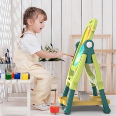 Ylovetoys Easel for Kids, Toddler Art Adjustable Standing, Green