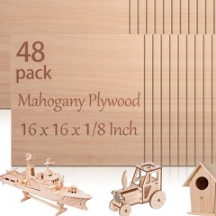 48 Pcs Mahogany Plywood Sheets,16 x 16 x 1/8 Inch – 3mm Thick Mahogany Unfini…