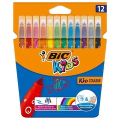 BIC Kids Kid Couleur Felt Tip Colouring Pens – 1 Count (Pack of 12), Assorted
