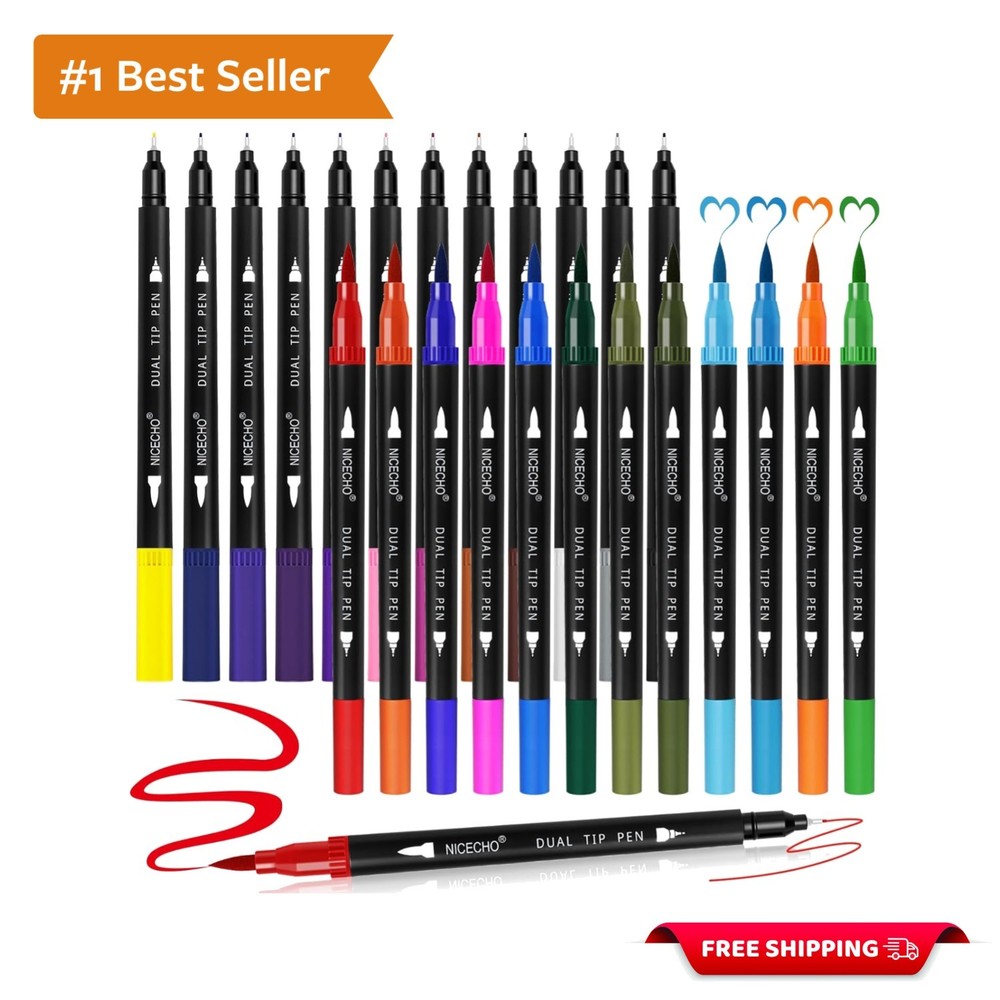 Dual Tip Art Markers – 24 Vibrant Colors for Creative Expression