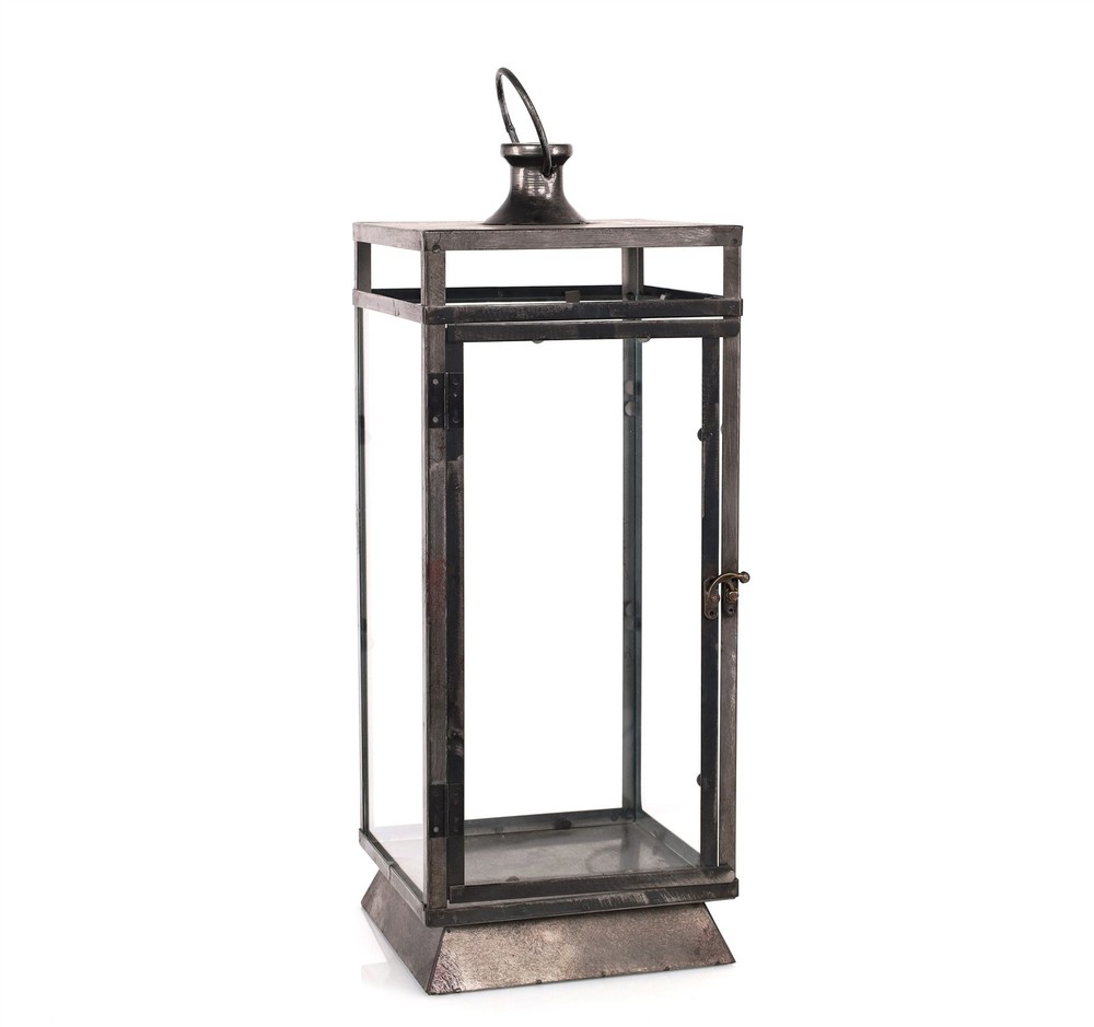 Black Metal Lantern 20.5″H Metal/Glass