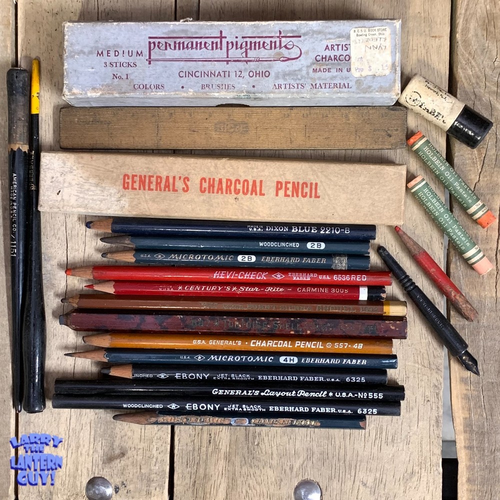 20+ Vintage Art Pencils Holbein Pastels Faber Charcoal Dixon New & Used