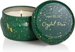 Capri Blue Glimmer Mini Tin Crystal Pine 3 oz Emerald Green and Gold Color Tin