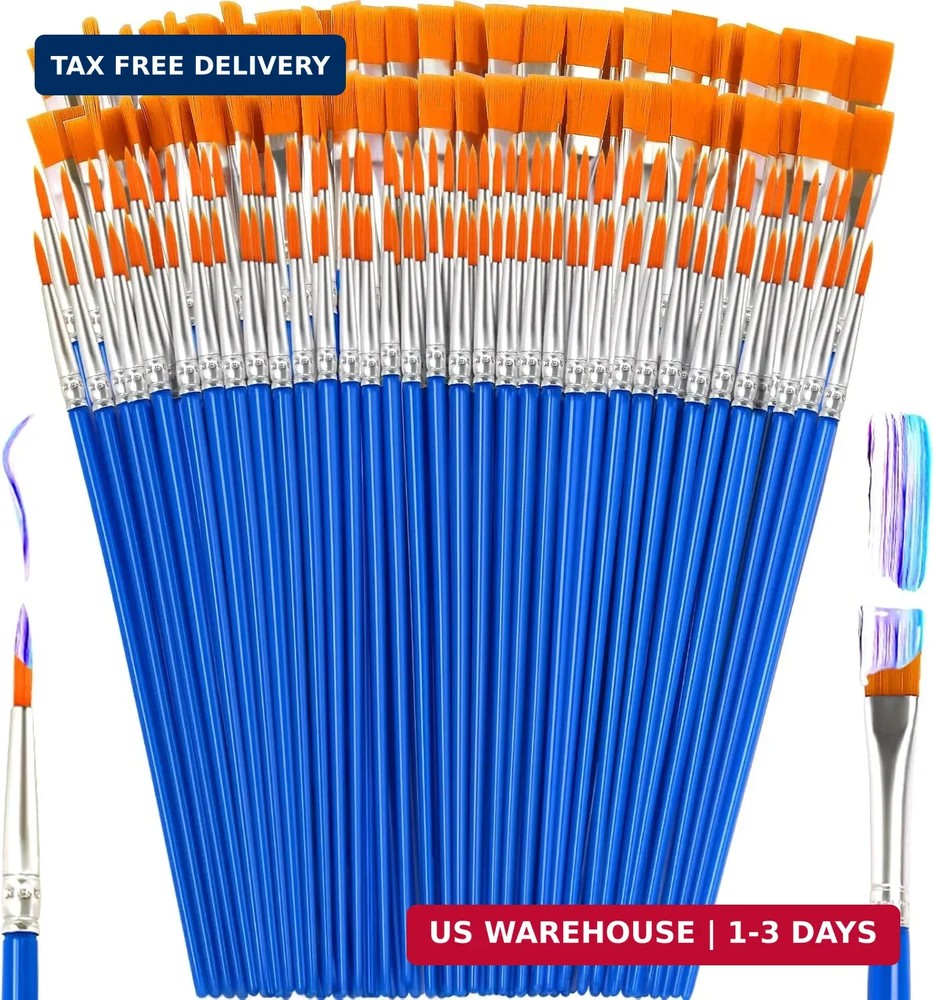 Small Paint Brushes Bulk, 160 Pcs Flat Tip Round Acrylic Paint Brushes for Kids