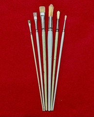 SABLE DELTA STYLE PAINT BRUSHES, (Set of 6), 3 Flat, 3 Round