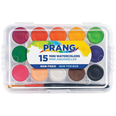 Mini Watercolor Paint Sets, (Bulk Pack of 24) Palette Tray and Brush, 15 Assorte