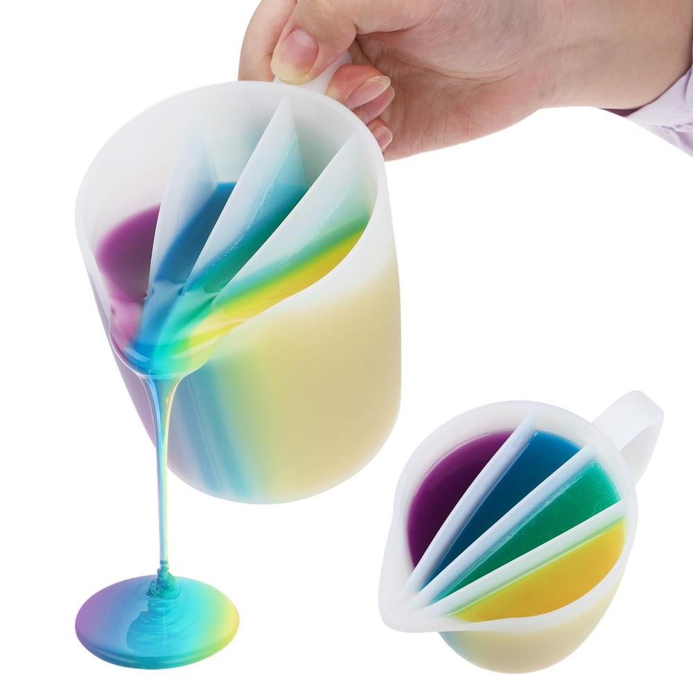 Large 17.6oz Silicone Split Cup With Handle 4Channel Reusable Resin Pour