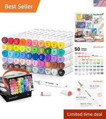 51 Colors Alcohol Markers, 50 Colors Dual Tip Art Marker Set Plus 1 Colorless…