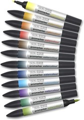 Winsor & Newton ProMarker Watercolor Marker Set, 12 Count, Landscape Tones